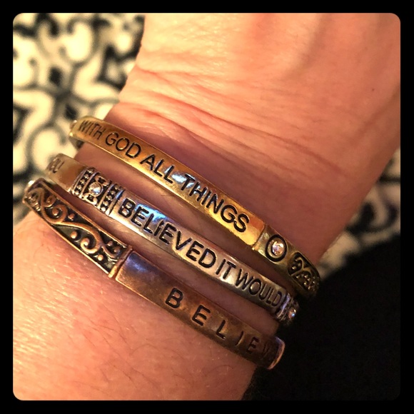 NWOT Set of 3 Scriptured Tricolor Bracelets - Picture 1 of 3